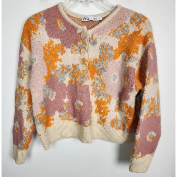 Zara Sweaters - Zara Women's Sz. S Floral Crop 1/4 Button Up Sweater